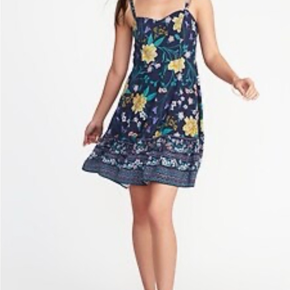 Old Navy Navy Floral Mini Dress XS